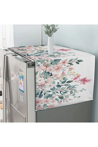 Else Dekor Green Eucalyptus Patterned Decorative Diffiriz and Refrigerator Cover 60x140cm