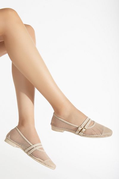 LİLLA Γυναικείο βραδινό φόρεμα σε μπεζ χρώμα - Glitter Detailed και Filelier Ballerinas