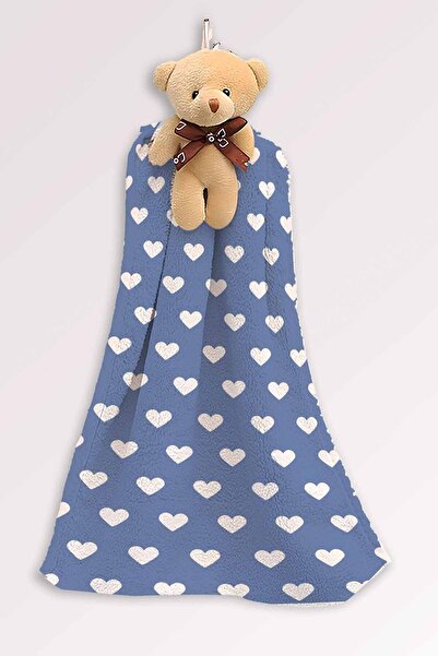 Else Dekor Блакитно-білий рушник для ванної кімнати та кухні з сердечками та ведмедиками, 30x35 см