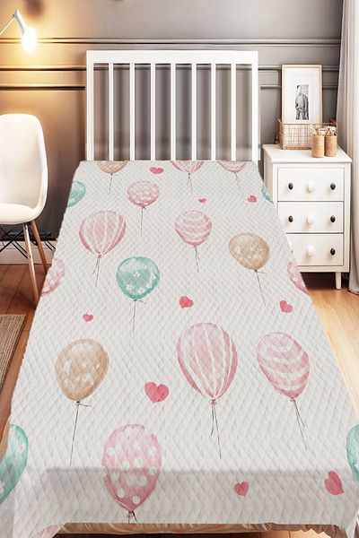 Else Dekor Single Pink Blue Balloon Patterned Children's Pique Set