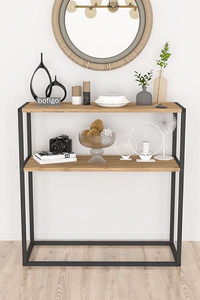 Bofigo Metal Leg Dresser Decorative Shelf Dresser Console Metal Dresser Pine