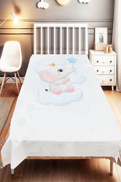 Else Dekor Elephant Patterned Cloud Balloon Kids and Baby Bedspread - Decorative