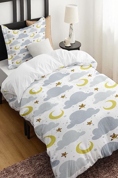 Else Dekor Moon Star Patterned Clouds - Single Children's Duvet Cover Set