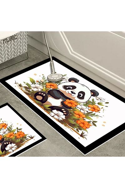 Else Dekor Μοκέτα μπάνιου Else Floral Panda με αντιολισθητική βάση 2 τεμαχίων