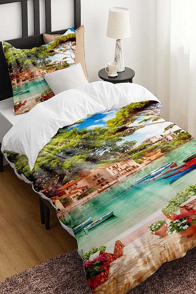 Else Dekor Παιδικό παπλωματοθήκη Cotton Satin - Seaside Scenery Pattern, Μονό Σετ
