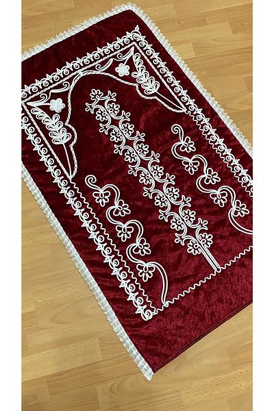 AYHANHOME سجادة صلاة مجموعة العروس الحمراء المخملية المهر