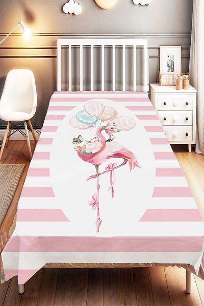 Else Dekor Filamingo Patterned Pink White Single Children's and Baby's Room Decorative Bedspread