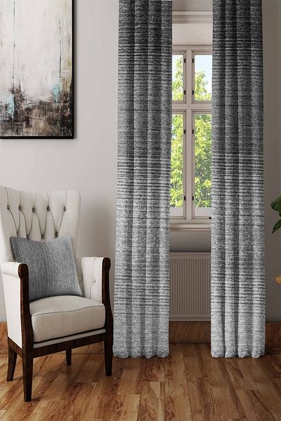Else Dekor Black and White Gradient Color Patterned Decorative Living Room Background Curtain