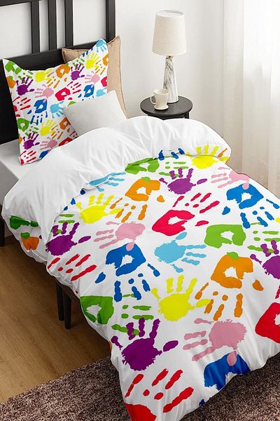 Else Dekor Single Colorful Hands Patterned Children's Bedding Set