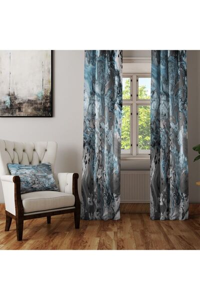 Else Halı Mavi Gri Siyah Batik Boyalar Şark Otantik Anadolu Osmanlı Desenli F...