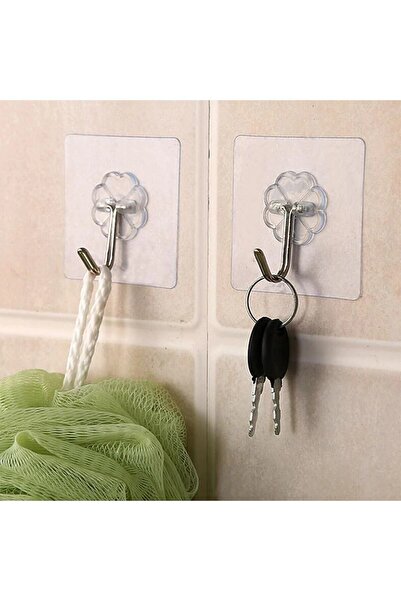 Else Dekor Else 5 Piece Self-Adhesive Waterproof Transparent Hanger Towel Kitchen and Bathroom Hanger Organizer
