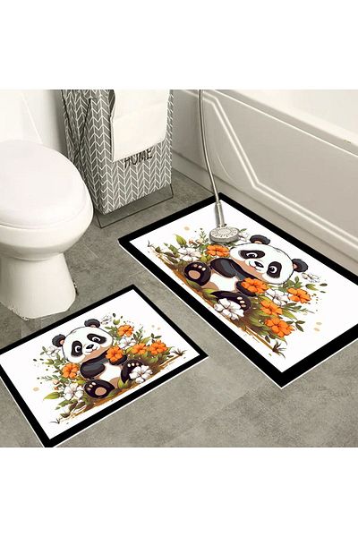 Else Dekor Μοκέτα μπάνιου Else Floral Panda με αντιολισθητική βάση 2 τεμαχίων