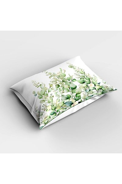 Else Dekor طقم بيكيه مبطن مزخرف مطبوع عليه زهور الأوكالبتوس الخضراء مقاس 200 × 220 سم