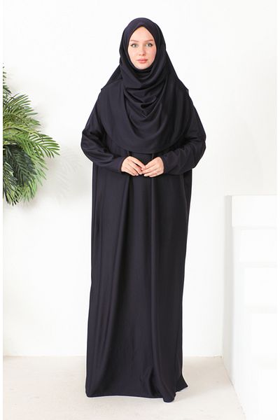 sefamerve Practical One-Piece Prayer Dress - with Headscarf, Purple 0999-01