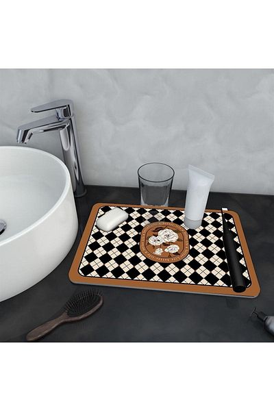 Else Dekor Else Water Absorbent Bathroom Organizer Σαμπουάν ντους Σαπούνι Κύπελλο Οδοντόβουρτσα Pad Organizer Χαλάκι παρουσίασης