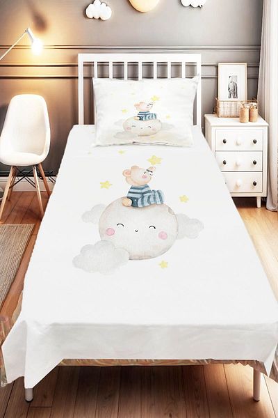 Else Dekor Moon and Star Pattern Sleepy - Children's and Baby's Room Decorative Bedspread