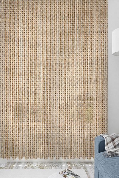Else Dekor Wicker Weave Patterned Decorative Modern 3D Tulle Backdrop Curtain