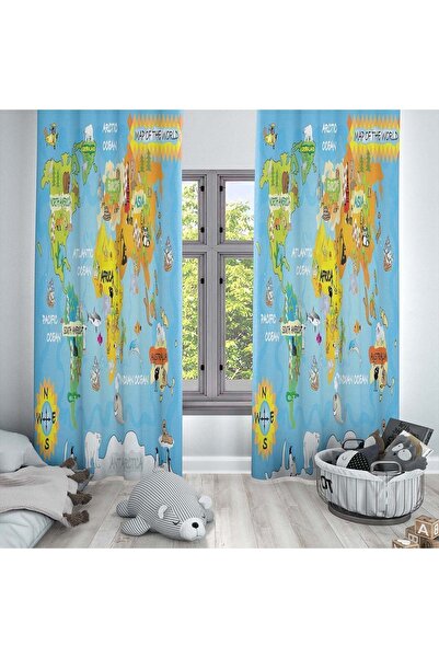 Else Dekor Карта світу з малюнком - Штора для дитячої та немовлячої кімнати