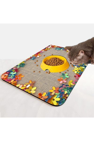 Else Dekor Else Cat Dog Food Water Pet Feeding Mat Mat Easy to Clean Absorbent Waterproof Base