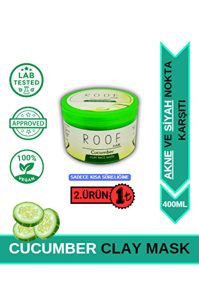 Roof Hair Cucumber Clay Mask Sivilce Ve Akne Karşıtı Yüz Bakım Maskesi Doğal Kil Maskesi Salatalık Özlü