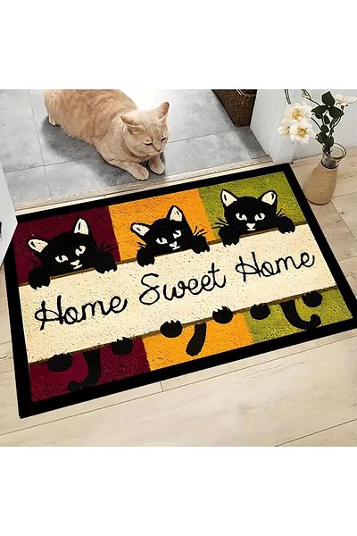 Else Dekor Модерна изтривалка за врата с котешки мотив, 40x60 см