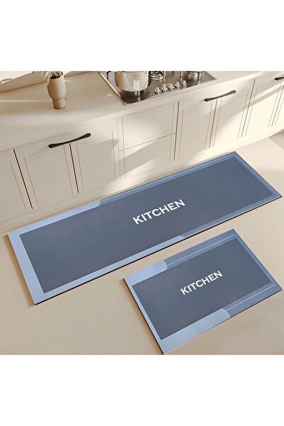 Else Dekor Else Dekoratif Kaymaz Taban Yıkanabilir Tezgah Önü Yolluk Paspas Mutfak Halısı 140x60 / 40x60cm