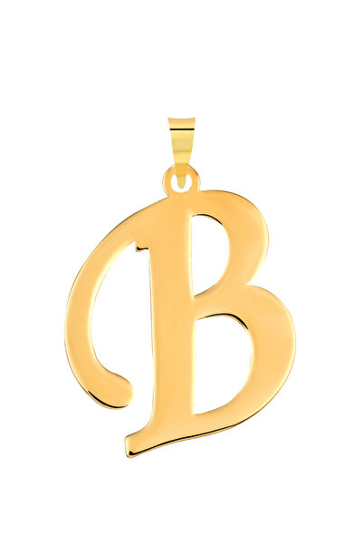 PRENSES PIRLANTA 14 Ayar Altın B Harfi Kolye Ucu El İşi Tasarım Harf Zincir D...