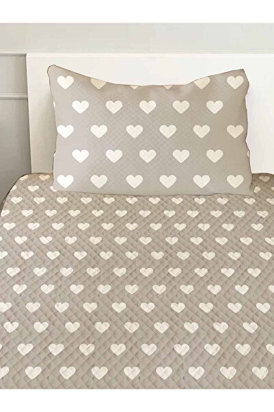 Else Dekor Ковдра з наволочкою для односпального ліжка з принтом у вигляді сірого серця, 160x220 см