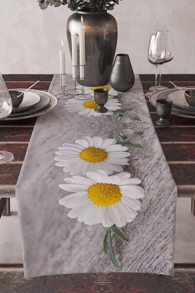 Else Halı Else Gri Zemin Sarı Papatya Desenli Baskılı Leke Tutmaz Yıkanabilir...