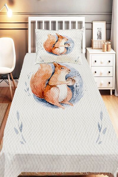 Else Dekor Crescent Star Patterned Single Children's Pique Set - Sleepy and Teddy Bear