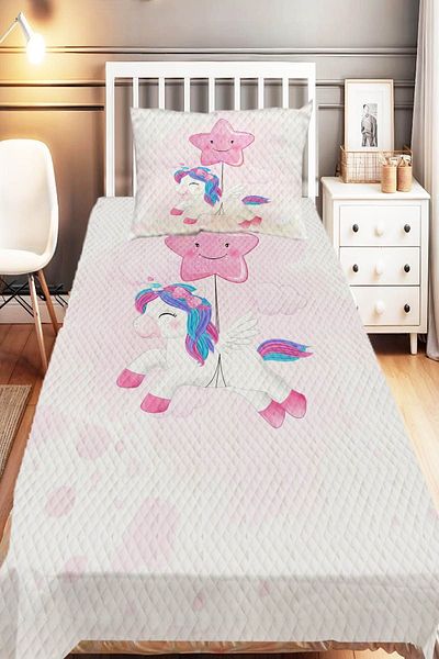 Else Dekor Blue Sky Stars Panda Bear Patterned Single Children's Pique Set