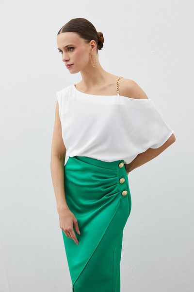 Sateen Μπλούζα ECRU Casual Off Shoulder