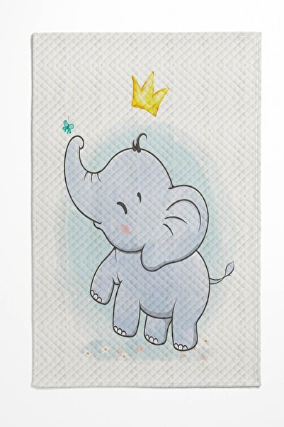 Else Dekor Single Blue Balloon Children's Pique Set - Elephant Pattern