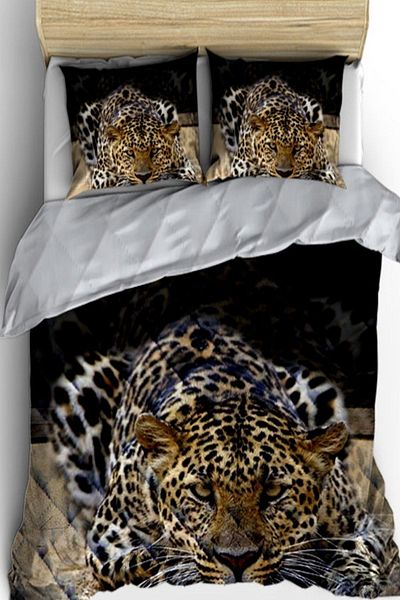 Else Dekor Wild Leopard Animal 3D Patterned Double Microfiber Quilted Quilt