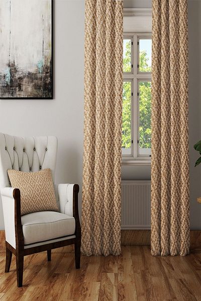 Else Dekor Brown Jute Knit Patterned Decorative Living Room Background Curtain