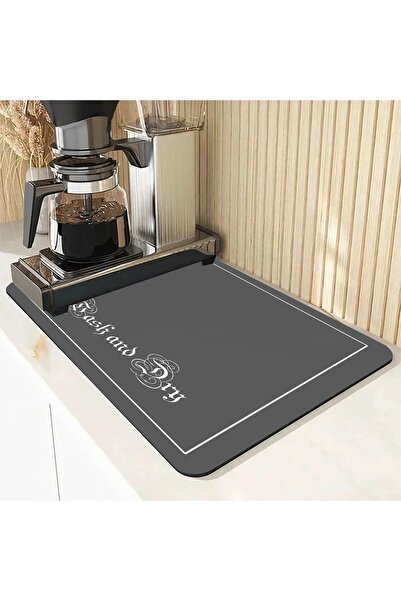 Else Halı Tezgah Üstü Bulasik Kurutma Matı Kaymaz Su Emici Kurulama Bezi Kurutma Örtüsü Siyah