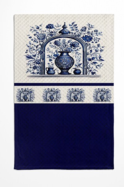 Else Dekor Вінтажний візерунок - синьо-білий односпальний та дитячий комплект постільної білизни