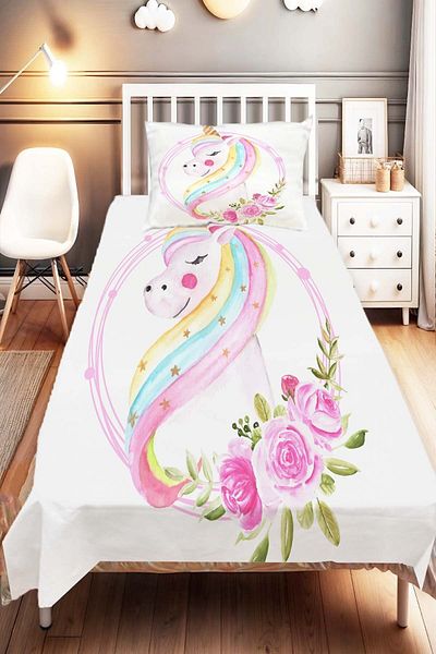 Else Dekor Unicorn Horse Patterned Children's and Baby's Room Decorative Bedspread
