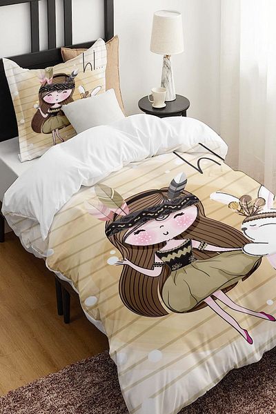 Else Dekor Girl Patterned Rabbit Single Children's Bedding Set