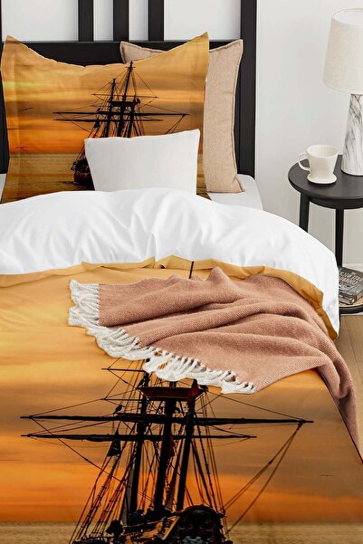 Else Dekor Бавовняний сатин, дитячий та односпальний комплект постільної білизни з малюнком корабля