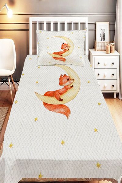 Else Dekor Unicorn Patterned Single Children's Pique Set - Clouds and Rainbow