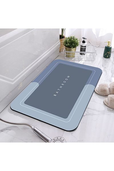 Else Dekor Μοκέτα μονό χαλάκι μπάνιου Else Blue Bathroom με μοτίβο που πλένεται αντιολισθητική βάση