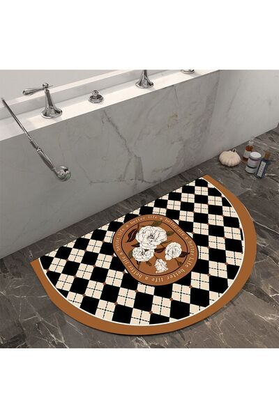 Else Dekor Else Water Absorbent Shower Front Bath Mat Toilet Seat One Piece Half Moon Bath Mat