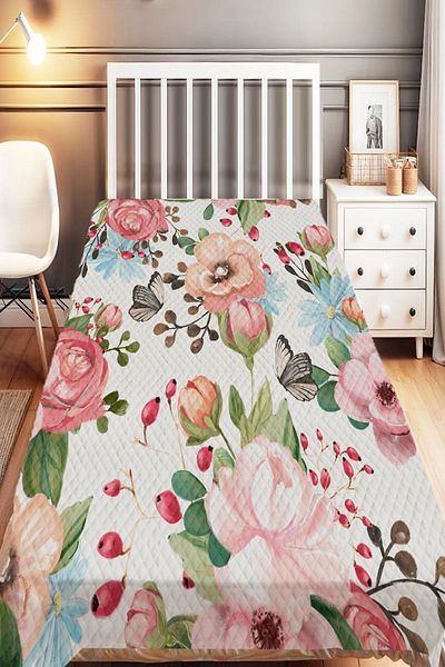 Else Dekor Single Colorful Flower Patterned Children's Pique Set