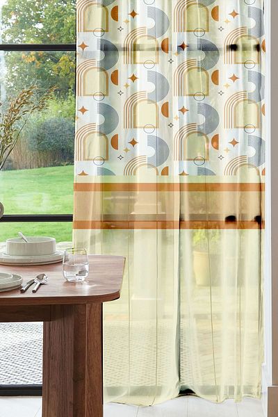 Else Dekor 140x260cm Μινιμαλιστικό μοτίβο εμπριμέ κουρτίνα από τούλι - Διακοσμητικό σαλονιού και κουζίνας