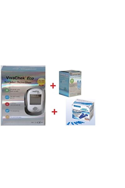 Genel Markalar Vivacheck Şeker Ölçüm Cihazı 50 Adet Ölçüm Stripi ve 100 Adet Parmak Delme İğnesi