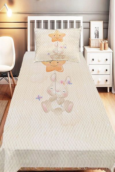 Else Dekor Panda Patterned Starry Cloudy Single Children's Pique Set