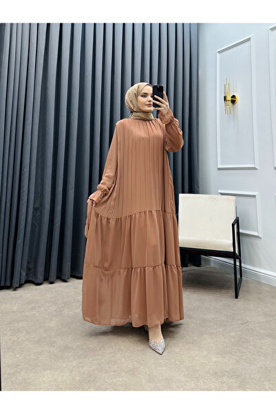 bezenstore ŞİFON PİLİSELİ ELBİSE