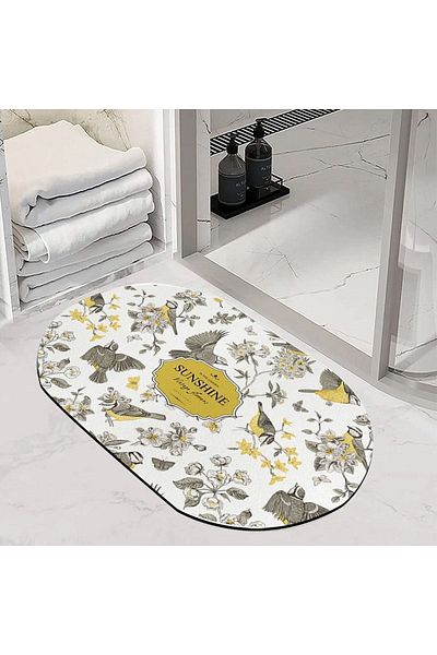 Else Dekor Else Floral μοτίβο ντους που απορροφά νερό μπροστινό χαλάκι μπάνιου Κάθισμα τουαλέτας Οβάλ χαλί μπάνιου ynps-08