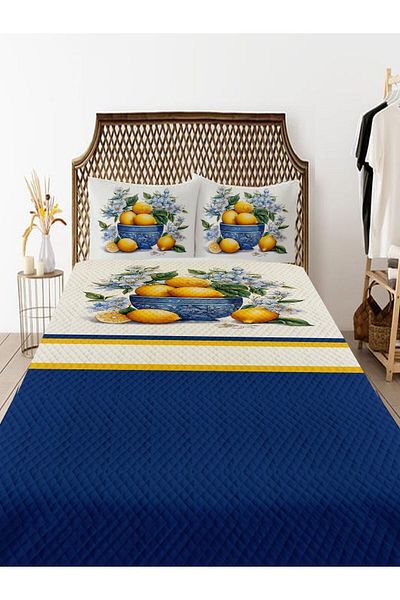 Else Dekor Vintage Lemon Patterned Double Pique Bed Set